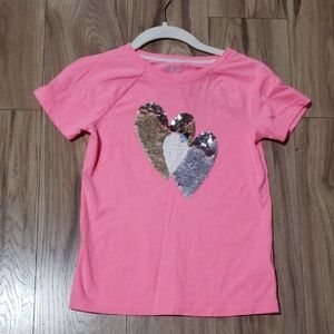 Cat & Jack Pink Tee with Sequin Hearts
